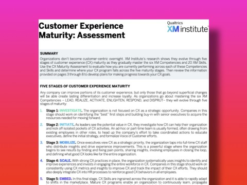 Mẫu đánh giá Mức độ Trưởng thành về Trải nghiệm Khách hàng (CX Maturity)