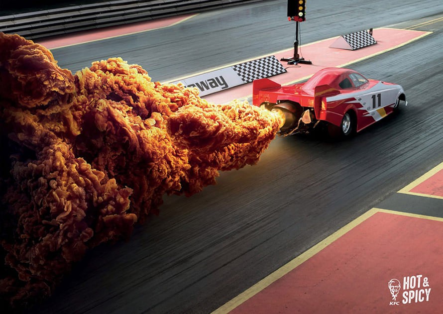 Lửa xe F1 được thay thế bằng chiếc đ&ugrave;i g&agrave; KFC