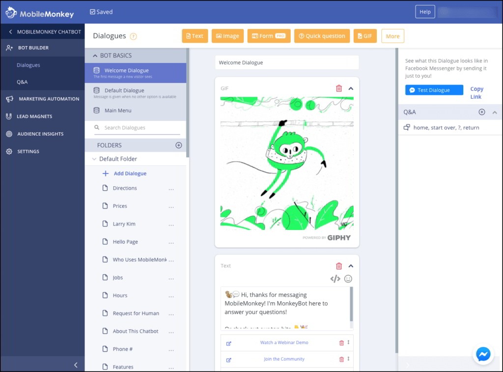 Tạo chatbot bằng MobileMonkey