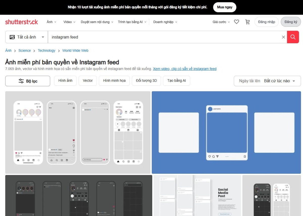 Giao diện Shutterstock