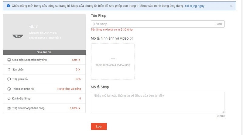 Tối ưu tên shop (tên gian hàng)
