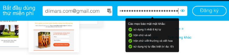 Điền địa chỉ email và mật khẩu vào ô Bắt đầu dùng thử miễn phí ở đầu trang và nhấn Đăng ký