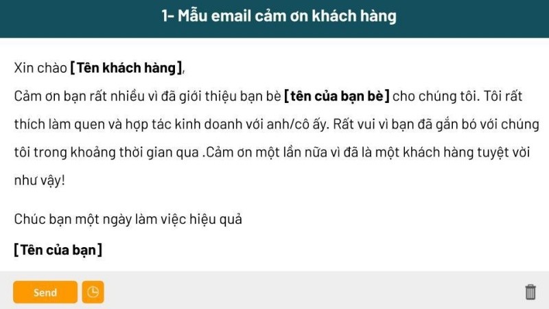 Mẫu email cảm ơn