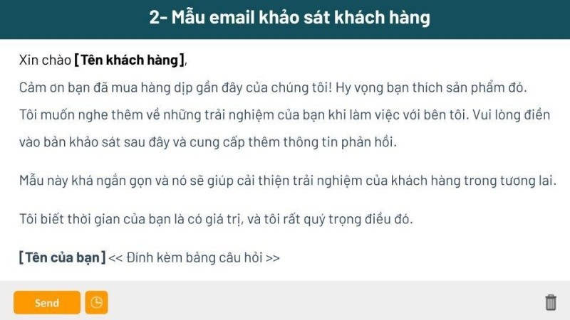Mẫu email khảo s&aacute;t