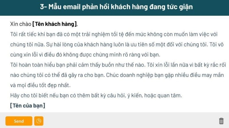 Mẫu email phản hồi kh&aacute;ch h&agrave;ng đang tức giận