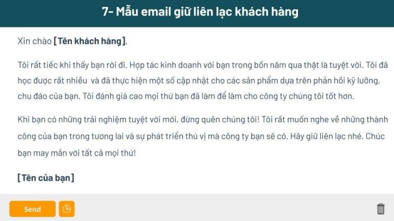 Email giữ li&ecirc;n lạc