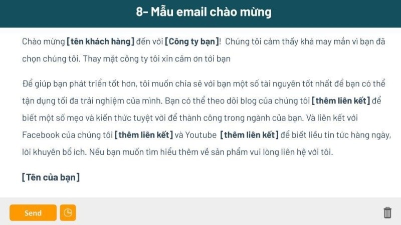email ch&agrave;o mừng
