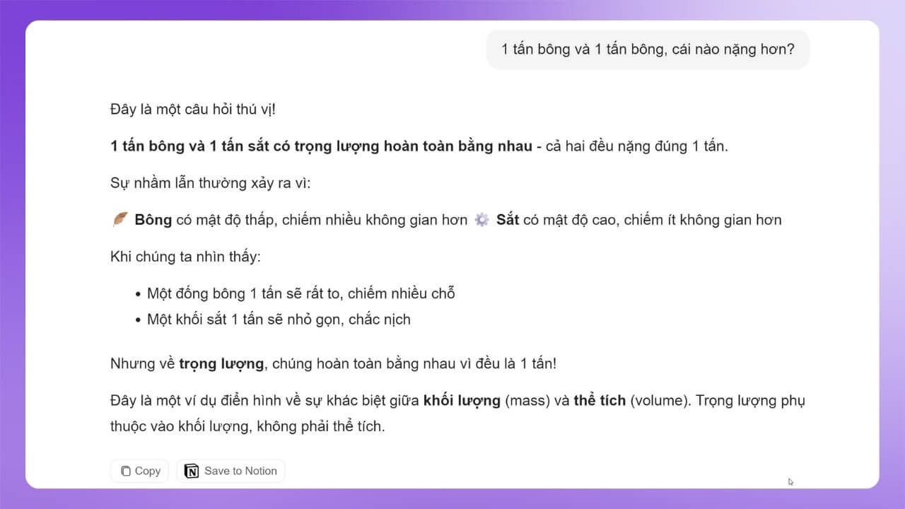 AI hiểu sai câu hỏi ban đầu nhưng vẫn phản hồi theo cách phù hợp