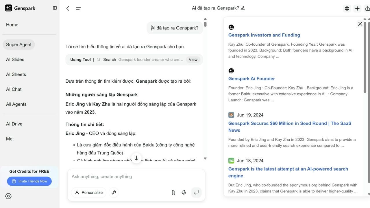 Genspark AI tổng hợp thông tin và phân tích dữ liệu từ nhiều nguồn