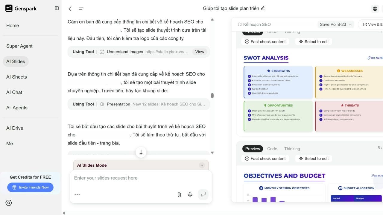 Tính năng AI Slides tạo slide chuyên nghiệp