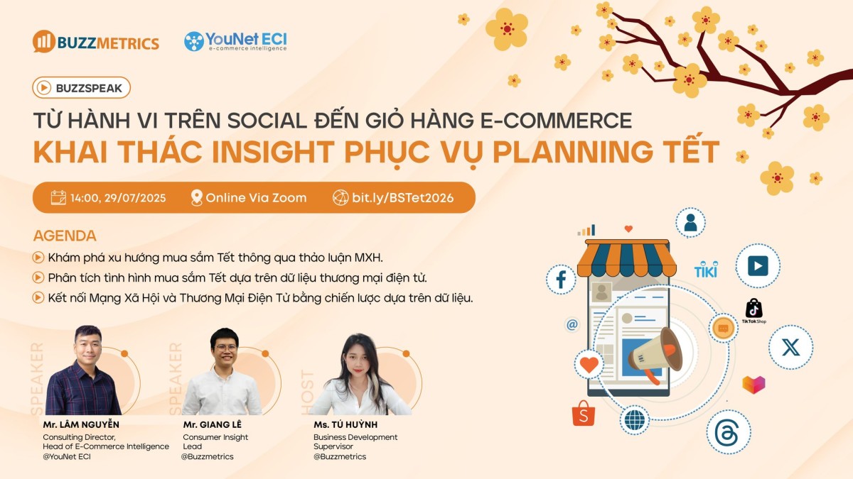 Mời tham dự Webinar: Đón đầu Tết 2026 qua góc nhìn dữ liệu mạng xã hội kết hợp thương mại điện tử