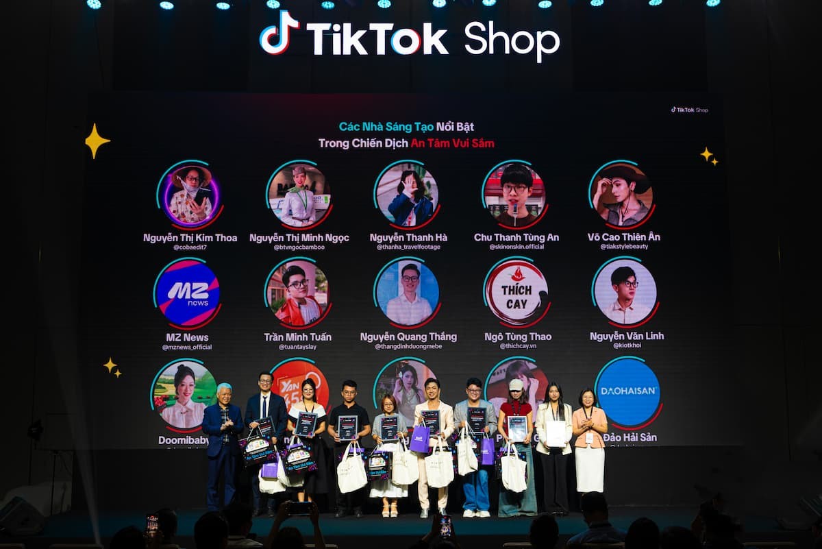 TikTok Shop vinh danh 15 nhà sáng tạo nội dung, nhà bán hàng và kênh nội dung có đóng góp nổi bật cho chiến dịch