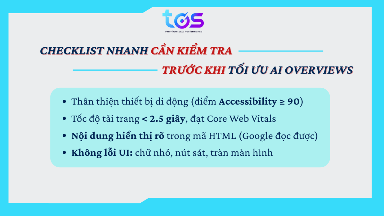AIO Checklist: Hướng dẫn tối ưu để xuất hiện trên AI Overview 2025