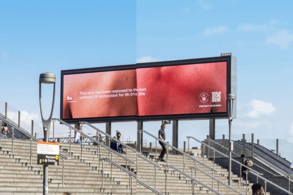 Billboard biết “đổi màu da” dưới nắng mang theo lời cảnh báo thị giác về tác hại của tia UV