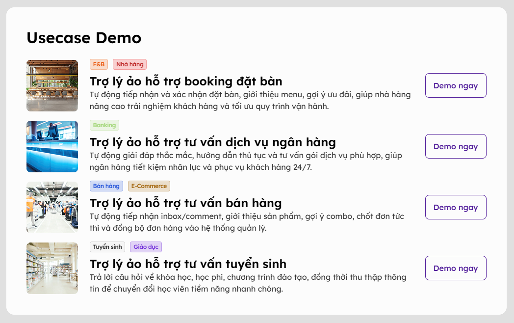 Doanh nghiệp Việt c&oacute; thể trải nghiệm loạt AI Chat Agent theo ng&agrave;nh từ VCCorp