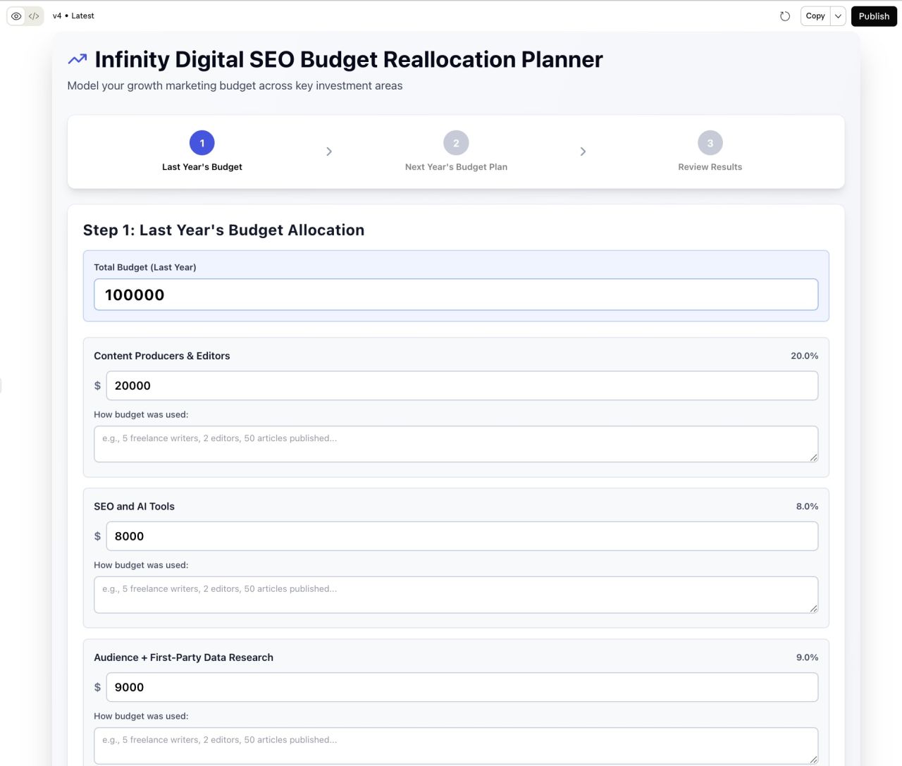 C&ocirc;ng cụ tinh chỉnh ng&acirc;n s&aacute;ch SEO của Infintiy Digital