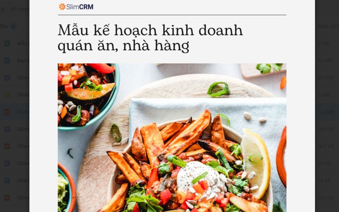 Mẫu lập kế hoạch kinh doanh quán ăn, nhà hàng
