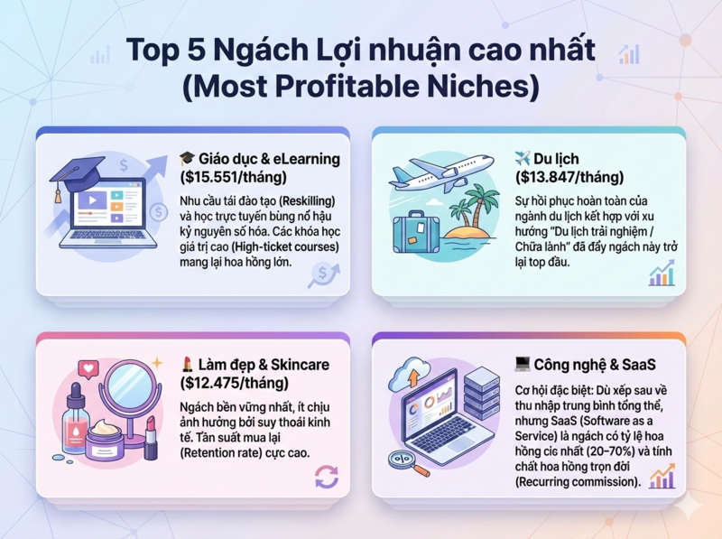 Báo cáo affiliate marketing 2025 - Các lĩnh vực có doanh thu affiliate cao nhất 2025