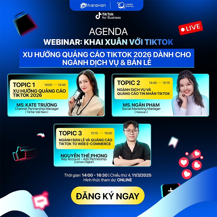 Mời tham dự Webinar khai Xuân: Xu hướng quảng cáo TikTok 2026 dành cho ngành Dịch vụ và Bán lẻ