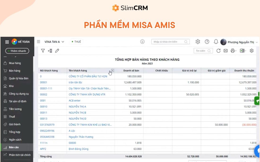 Phần mềm quản lý doanh thu