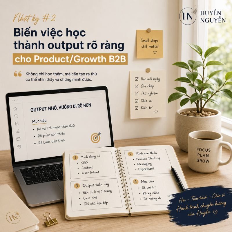 Biến việc học th&agrave;nh output r&otilde; r&agrave;ng khi chuyển hướng từ SEO sang Product/Growth B2B