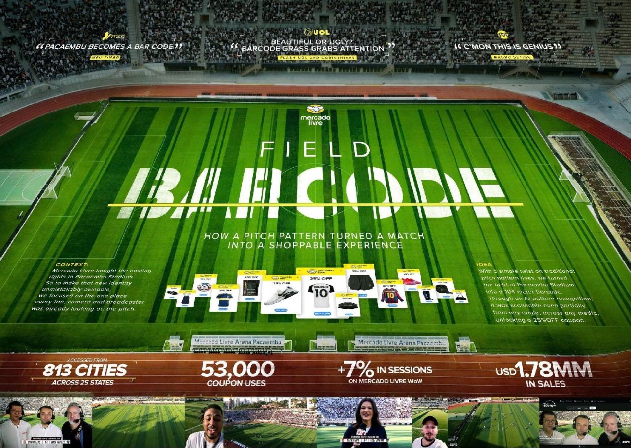 &ldquo;Field Barcode&rdquo;: V&igrave; sao &yacute; tưởng biến s&acirc;n b&oacute;ng th&agrave;nh m&atilde; vạch khổng lồ chiến thắng Grand Prix Cannes Lions?