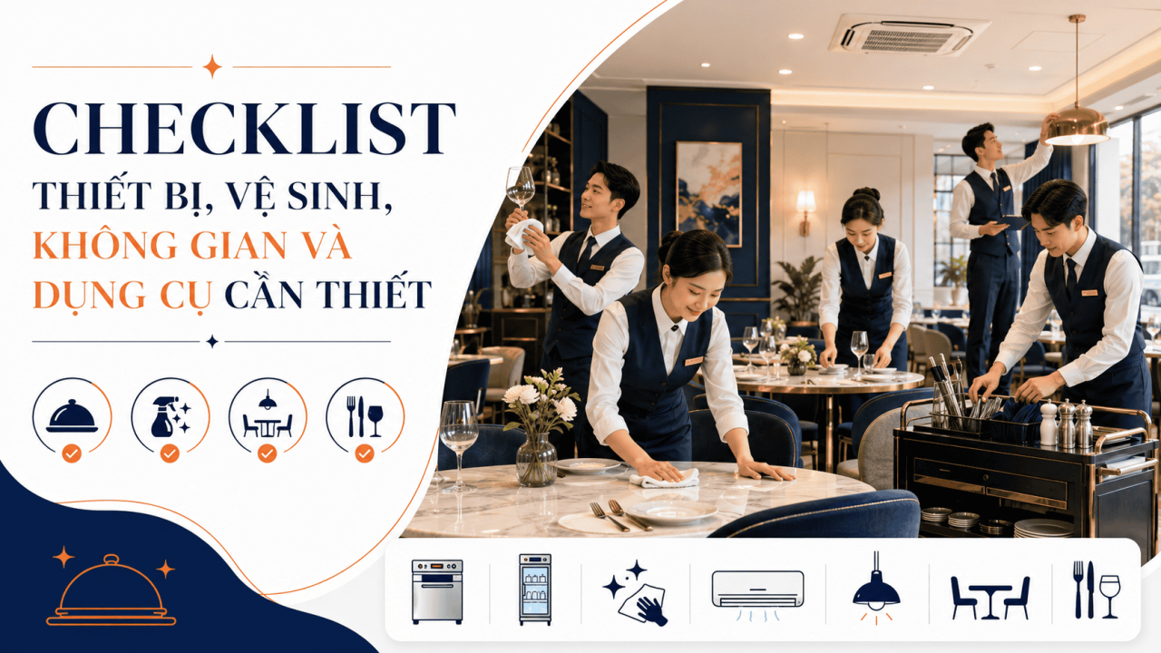CHECKLIST THIẾT BỊ, VỆ SINH, KH&Ocirc;NG GIAN V&Agrave; DỤNG CỤ CẦN THIẾT