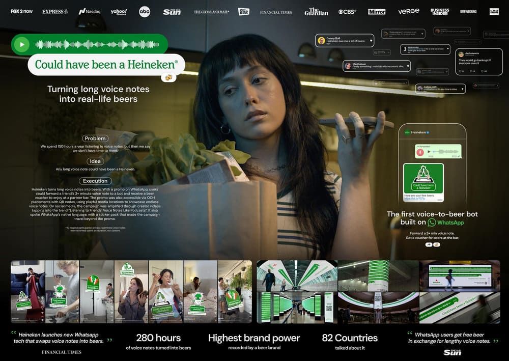 Chiến dịch OOH &ldquo;Could Have Been A Heineken&rdquo; của Heineken biến voice note th&agrave;nh lời mời gặp gỡ trực tiếp