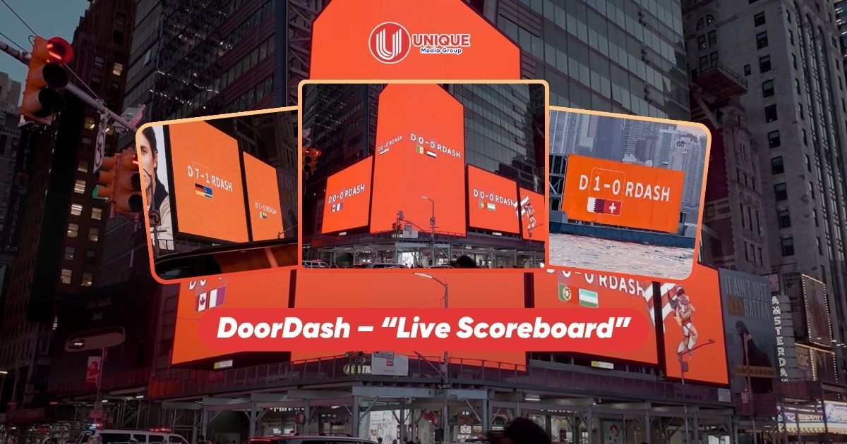 DoorDash “hack” logo để cập nhật tỷ số World Cup 2026, gây sốt với chiến dịch OOH thú vị
