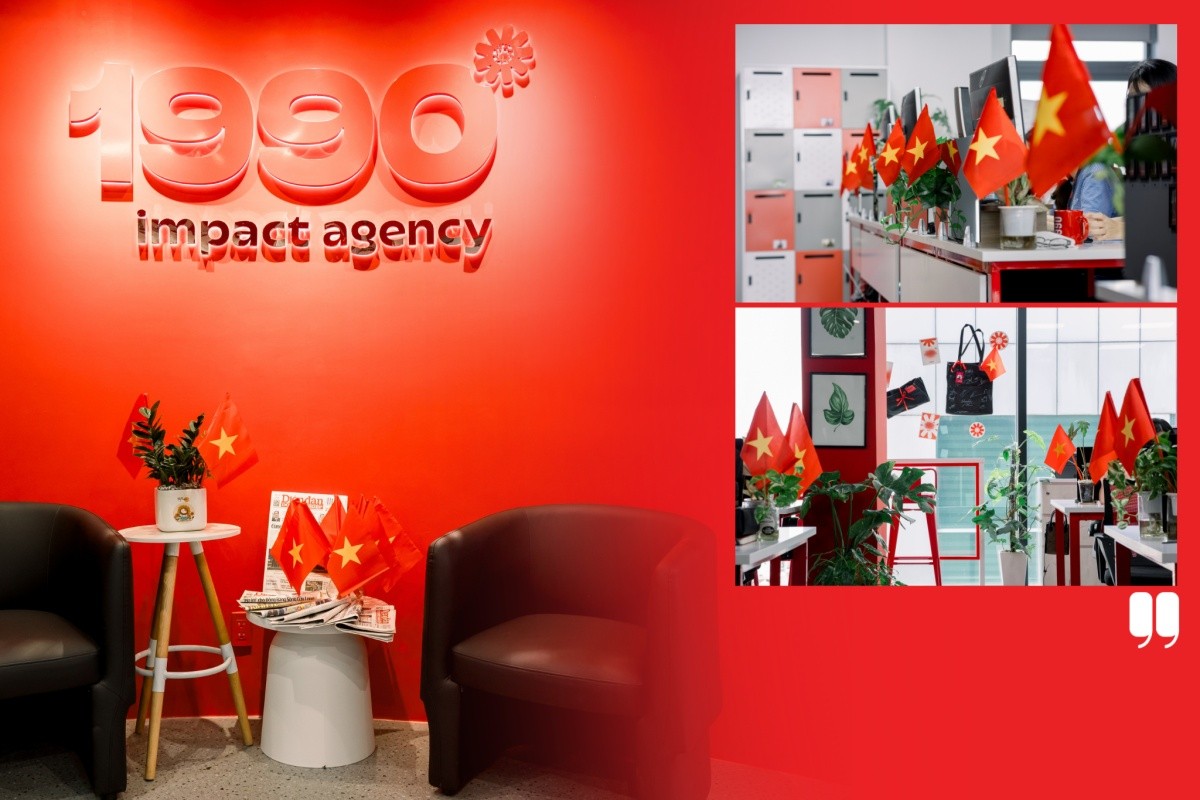 Văn phòng 1990 Agency rực rỡ sắc đỏ trong không khí chào mừng Quốc khánh 2/9.
