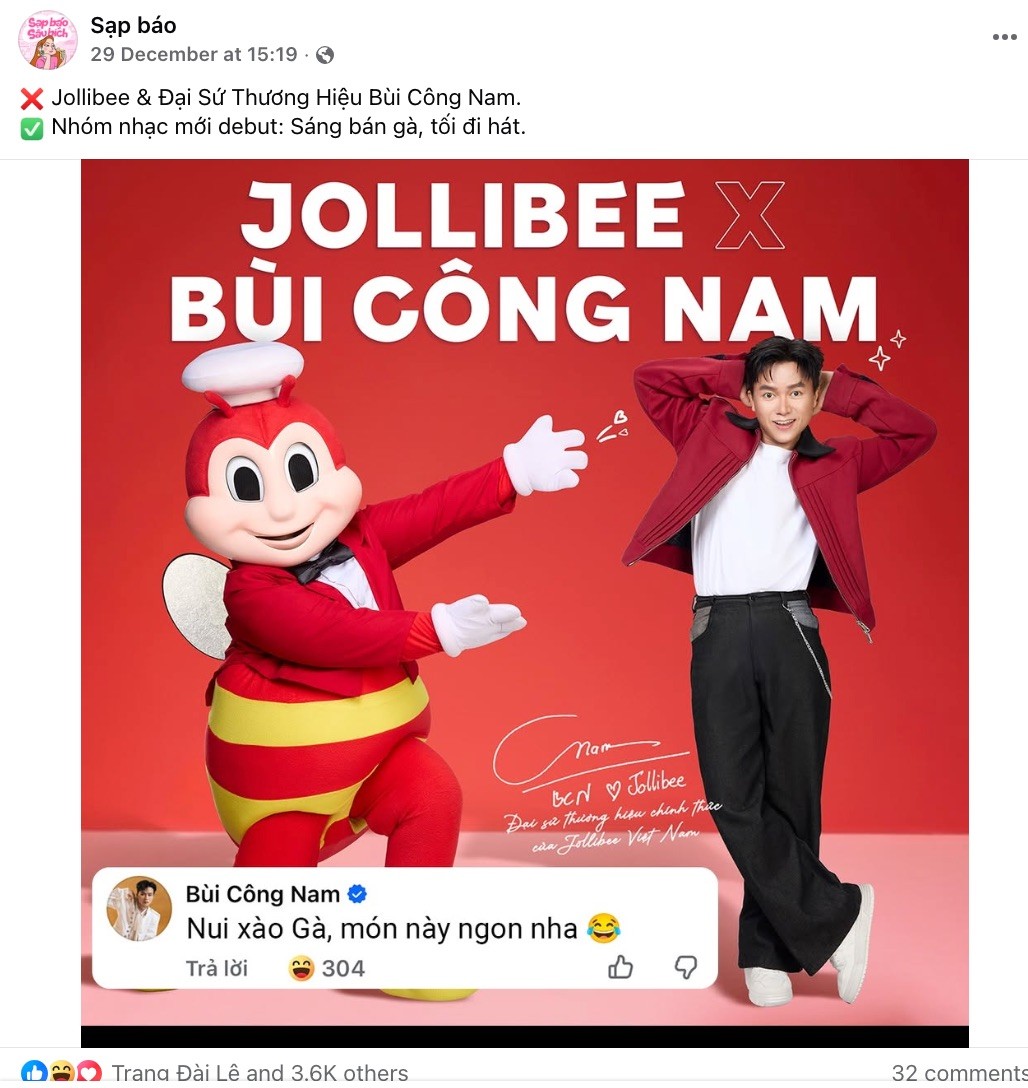 Jollibee Việt Nam chính thức công bố Bùi Công Nam là Đại sứ thương hiệu năm 2026