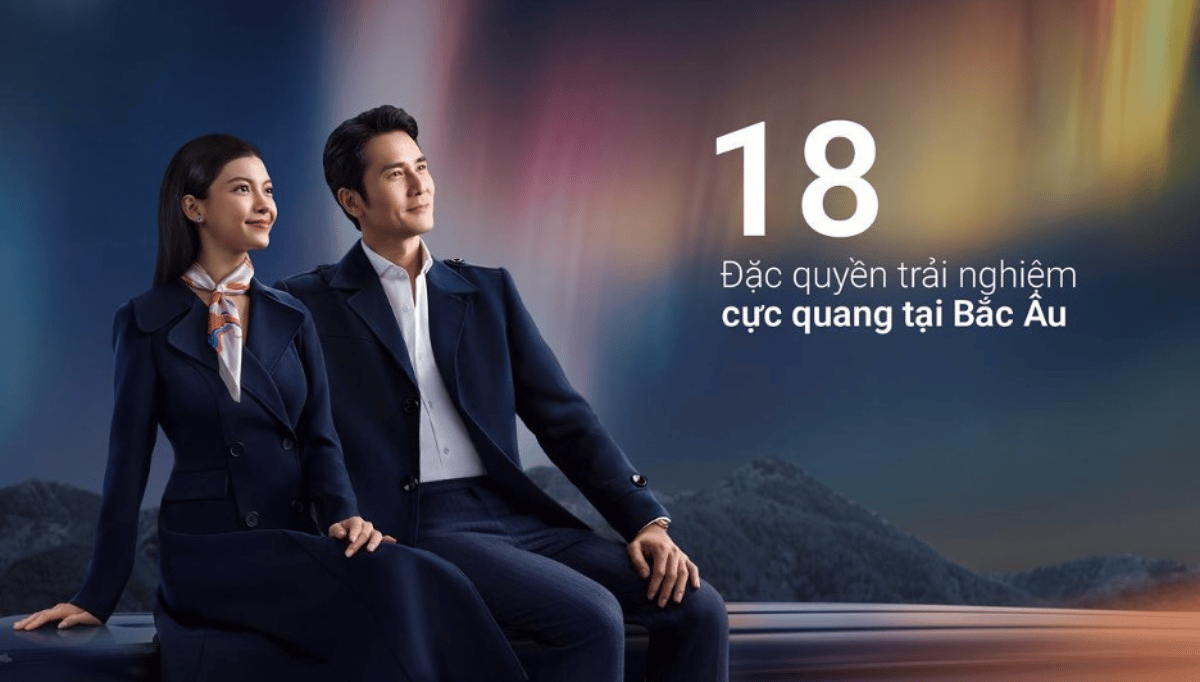 Hành trình là chương trình “Chạm ánh Cực quang”, đưa khách hàng đến Bắc Âu để tận mắt chiêm ngưỡng Aurora trong thế giới thực.