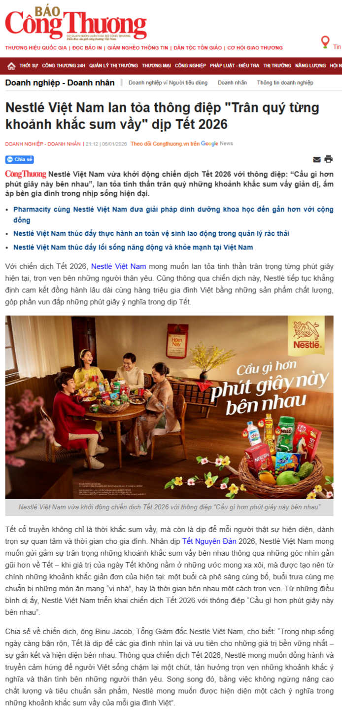 Từ “Lịch Tết hôm nay”, Nestlé gửi đi thông điệp “Cầu gì hơn phút giây này bên nhau”