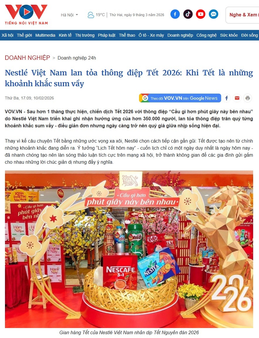 Từ “Lịch Tết hôm nay”, Nestlé gửi đi thông điệp “Cầu gì hơn phút giây này bên nhau”