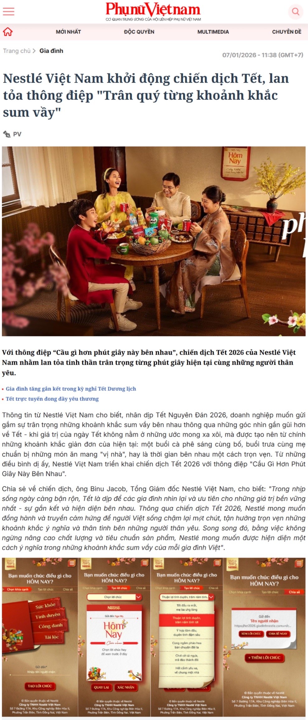 Từ “Lịch Tết hôm nay”, Nestlé gửi đi thông điệp “Cầu gì hơn phút giây này bên nhau”