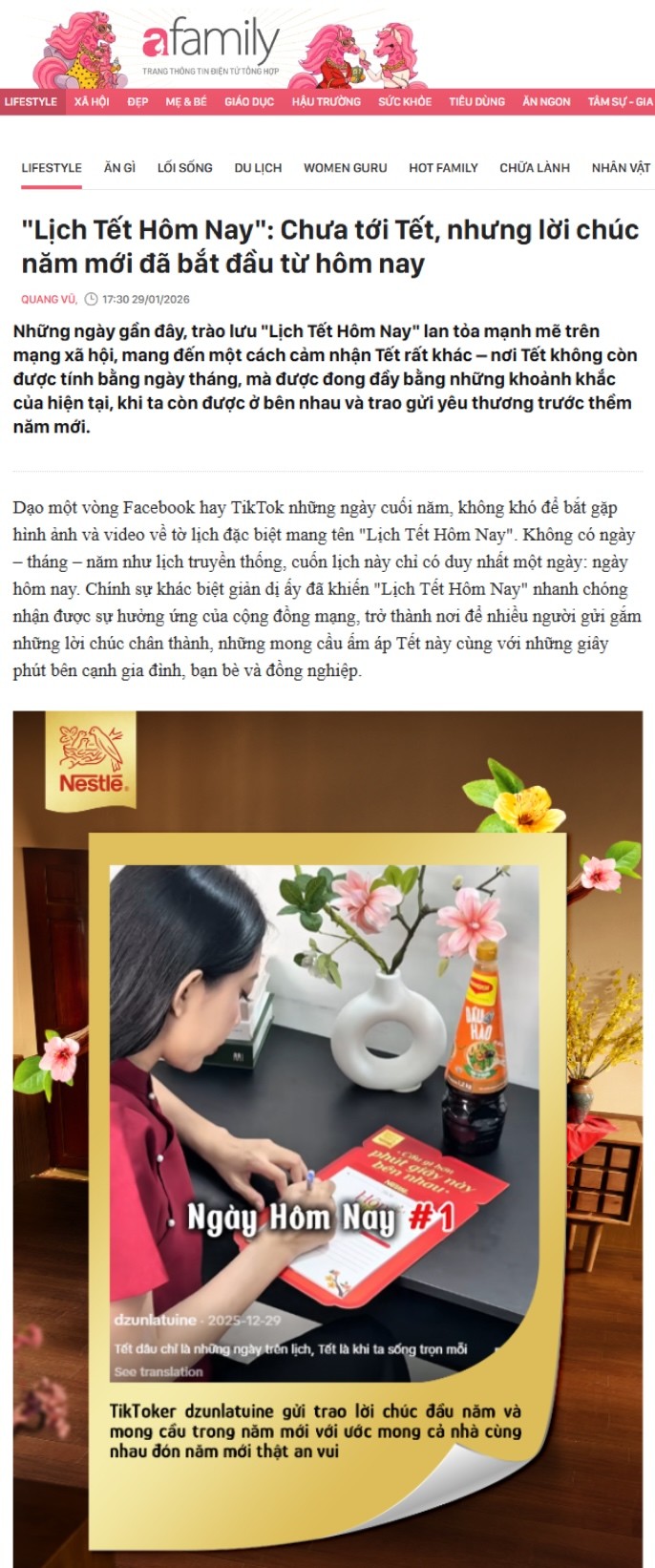 Từ “Lịch Tết hôm nay”, Nestlé gửi đi thông điệp “Cầu gì hơn phút giây này bên nhau”