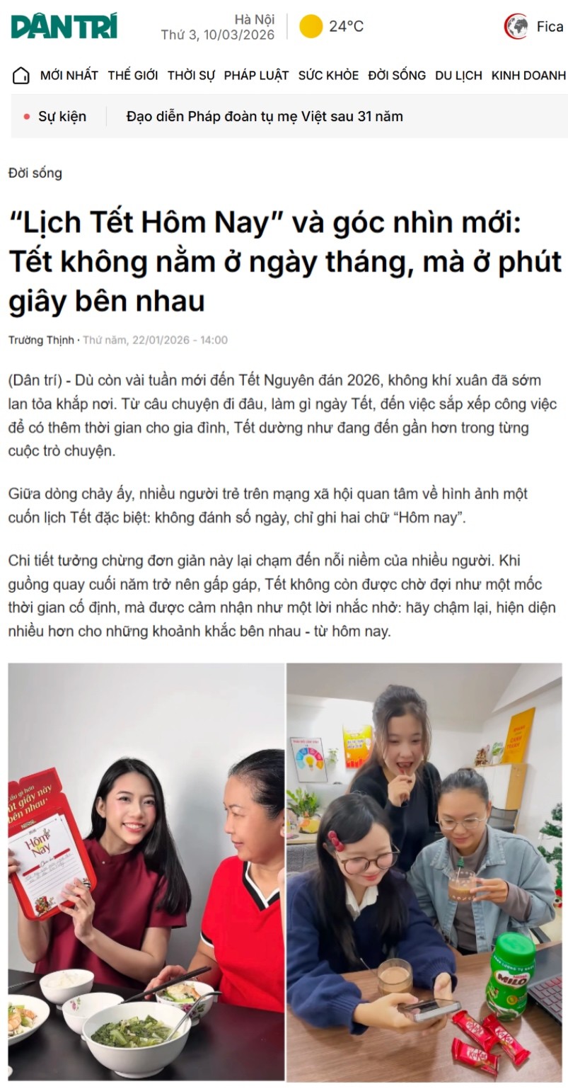Từ “Lịch Tết hôm nay”, Nestlé gửi đi thông điệp “Cầu gì hơn phút giây này bên nhau”
