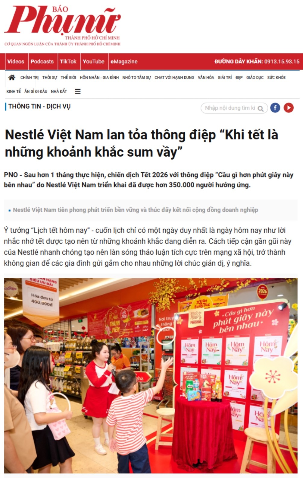 Từ “Lịch Tết hôm nay”, Nestlé gửi đi thông điệp “Cầu gì hơn phút giây này bên nhau”