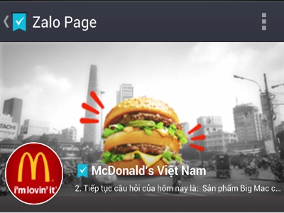 Giải mã việc McDonald’s chọn kênh truyền thông qua Zalo?