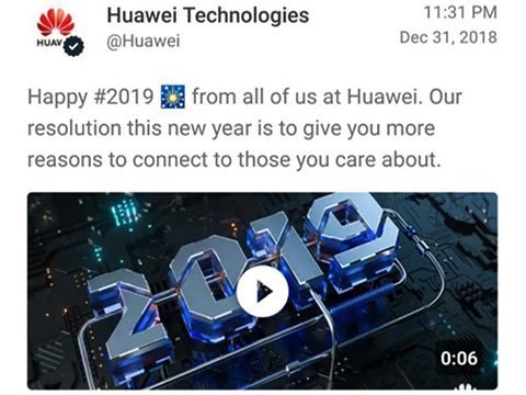 Huawei đăng tweet chúc mừng năm mới bằng iPhone