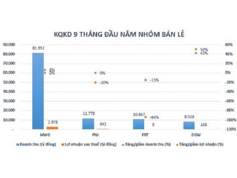 Thế Giới Di Động, Digiworld phục hồi tích cực, FPT Retail, PNJ vẫn tăng trưởng âm