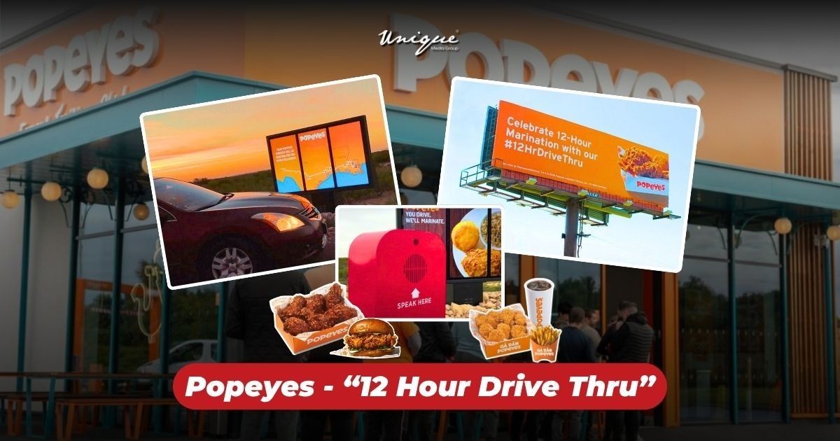 Khi thách thức “điên rồ” của Popeyes trở thành tuyệt tác OOH với “12 Hour Drive Thru”