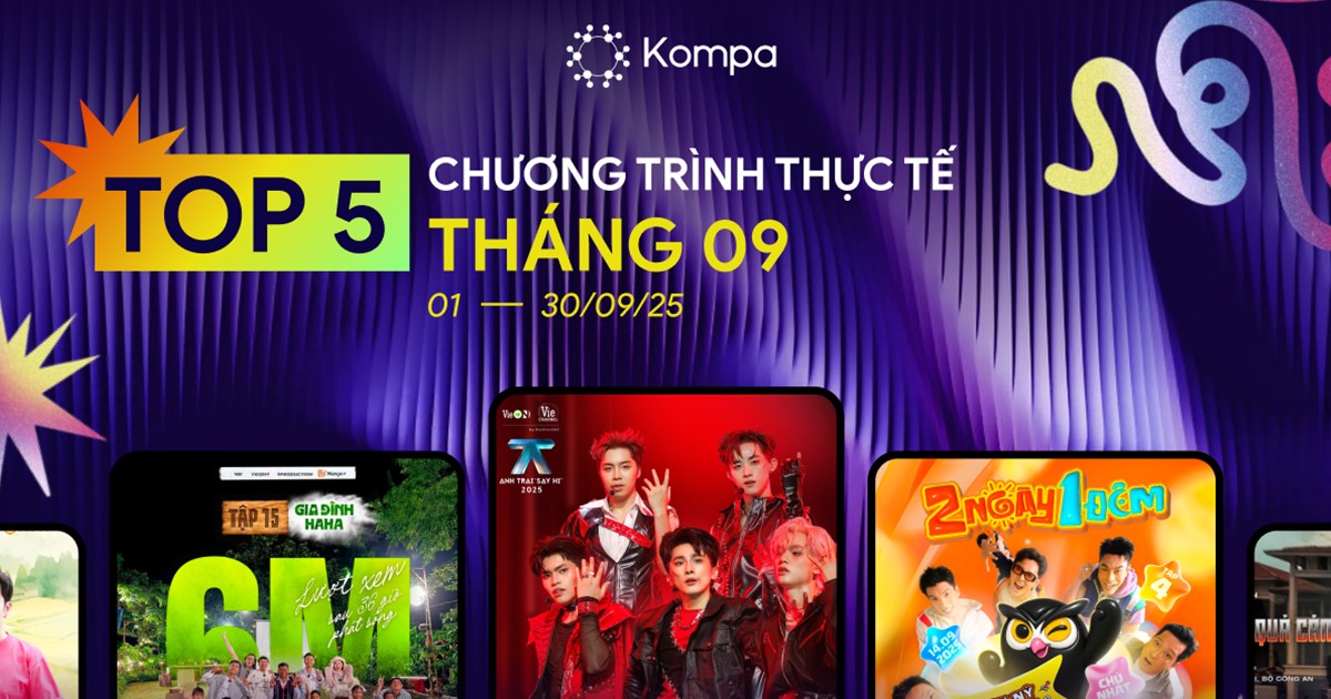 Kompa.ai: Top 5 chương trình thực tế dẫn đầu tương tác MXH tháng 9/2025
