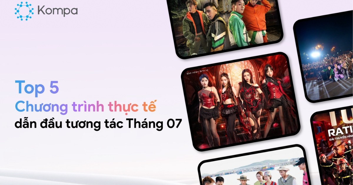 Kompa.ai: Top 5 chương trình thực tế dẫn đầu tương tác MXH tháng 7/2025