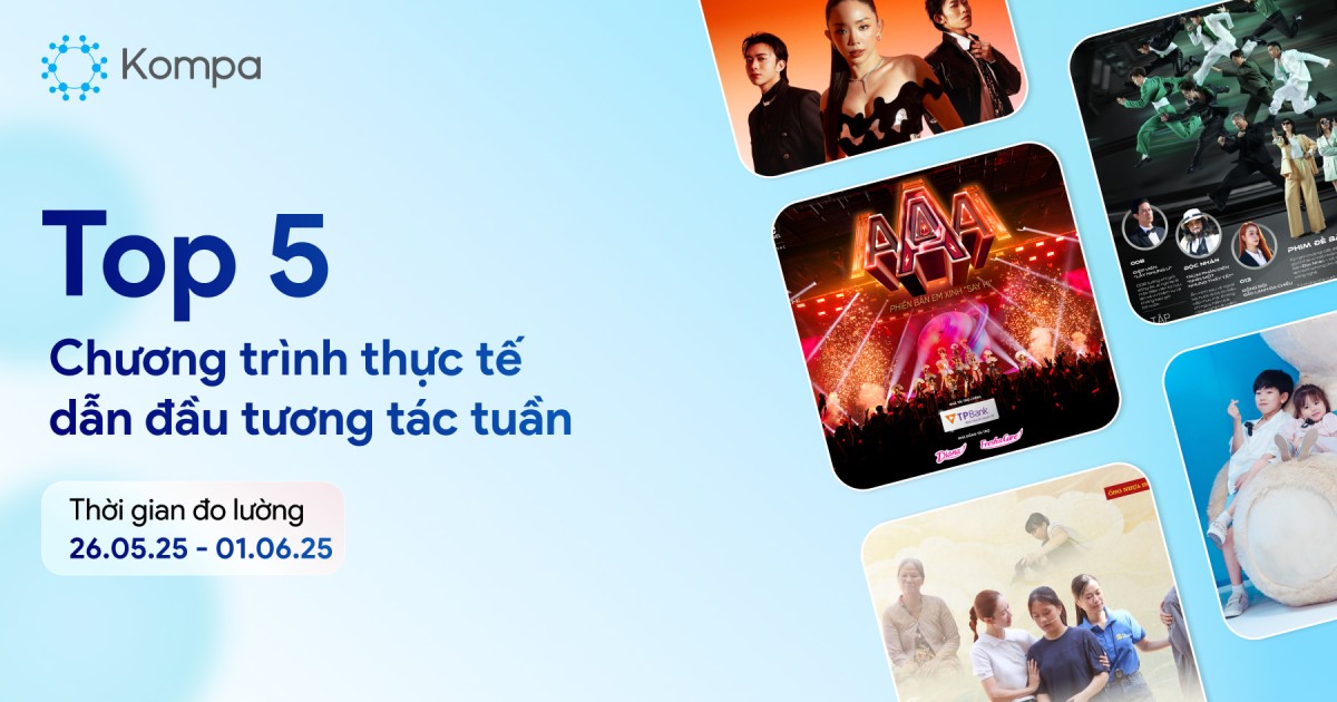 Kompa.ai: Top 5 chương trình thực tế dẫn đầu tương tác MXH tuần 26/05-01/06