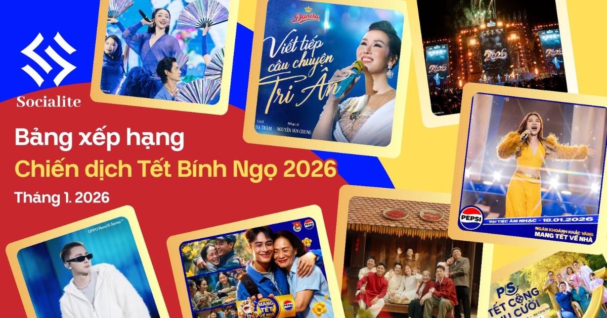 Socialite: Bảng xếp hạng chiến dịch Tết Bính Ngọ 2026 (tháng 1/2026)