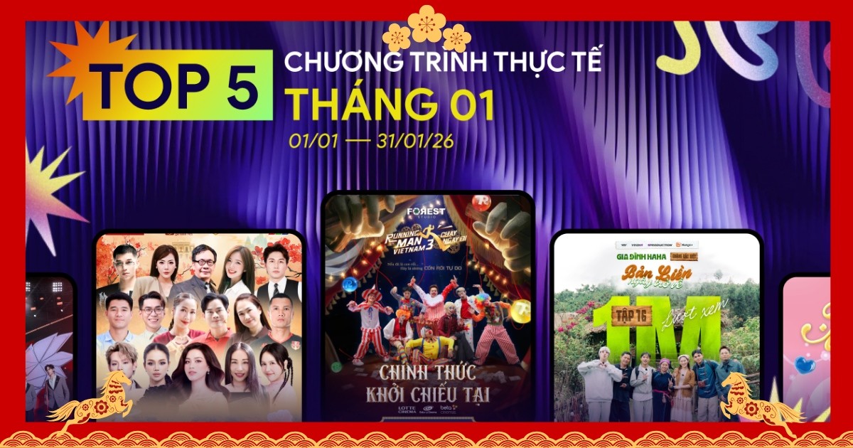 Kompa.ai: Top 5 show thực tế dẫn đầu tương tác mạng xã hội tháng 1/2026