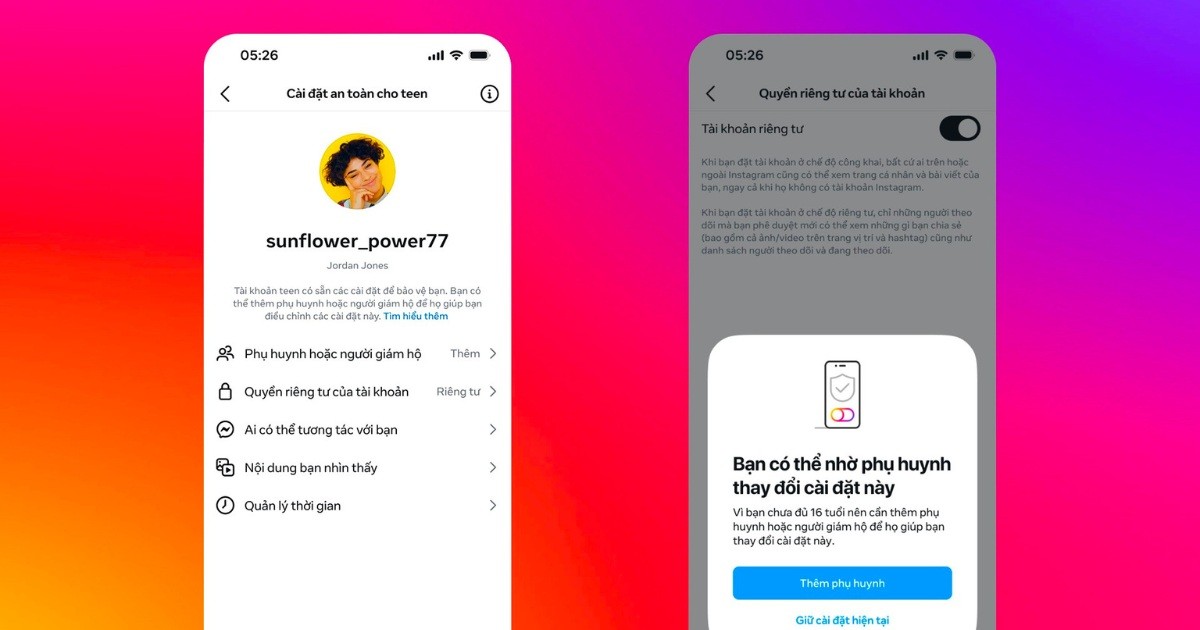 Phiên bản mới của Tài khoản Thanh thiếu niên được Meta triển khai trên Facebook và Instagram tại Việt Nam