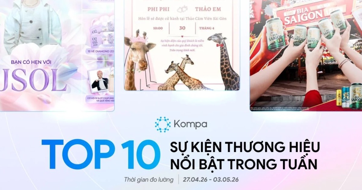 Kompa.ai: Top 10 sự kiện thương hiệu nổi bật tuần 27/4-3/5/2026