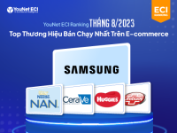 YouNet ECI Ranking: Xếp hạng thương hiệu bán chạy nhất trên E-commerce tháng 8/2023